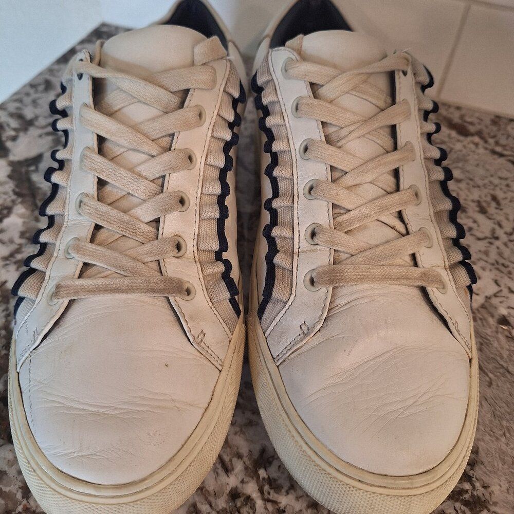 Tory Burch Sport White Reflective‎ Leather Sneakers Size 11